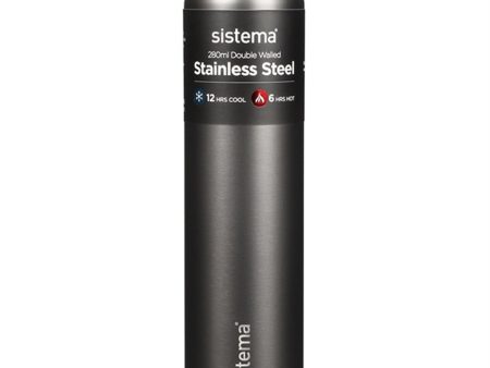 Sistema Stainless Steel Water Bottle 280 ml Dark Grey For Sale