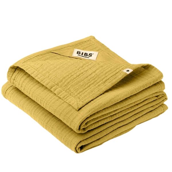 Bibs Cotton Muslin Cloth 2-pack Mustard For Sale