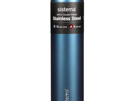 Sistema Stainless Steel Water Bottle 280 ml Blue Hot on Sale