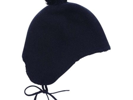 HOLMM Navy Pom Pom Cashmere Knit Hat Online Hot Sale