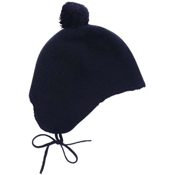 HOLMM Navy Pom Pom Cashmere Knit Hat Online Hot Sale