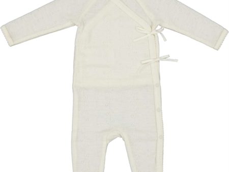 MarMar New Born Wool Pointelle Natural Rula Romper Discount