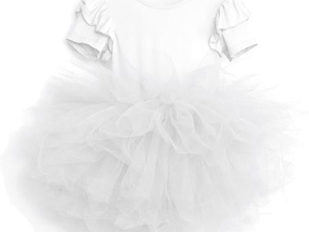 Dolly by Le Petit Timeless Short Sleeve Tutu Dress White For Discount