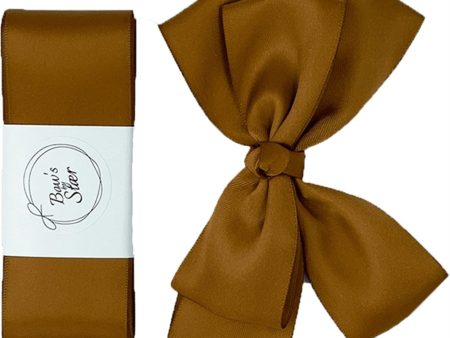 Bow s by Stær Christening Ribbon Satin w. Souble Bow Golden Brown Online Hot Sale