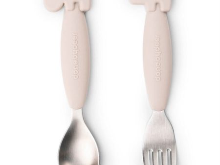 Done by Deer Easy Grip Spoon and Fork Set Sand on Sale