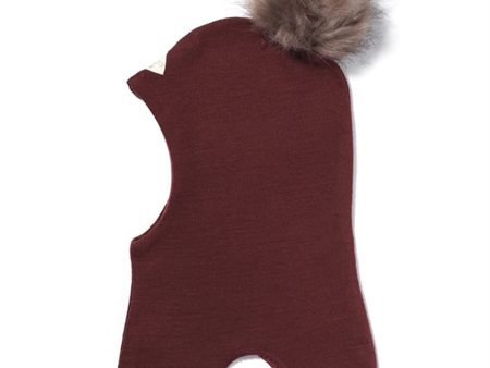 Racing Kids Round Balaclava Wool Cotton w. Pompom Dark Rose Online