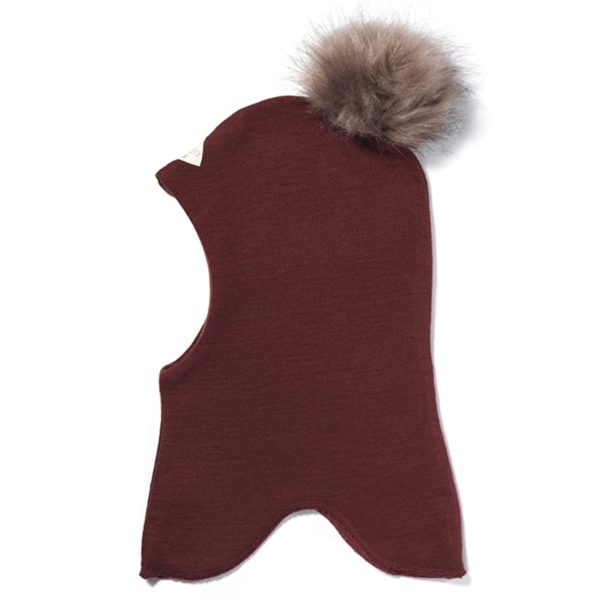 Racing Kids Round Balaclava Wool Cotton w. Pompom Dark Rose Online