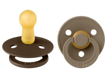 Bibs Colour Latex Pacifier 2-pack Round Mocha Dark Oak Supply