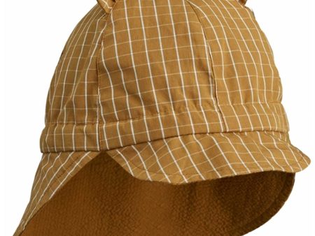 Liewood Gorm Reversible Seersucker Sun Hat Golden Caramel White Fashion