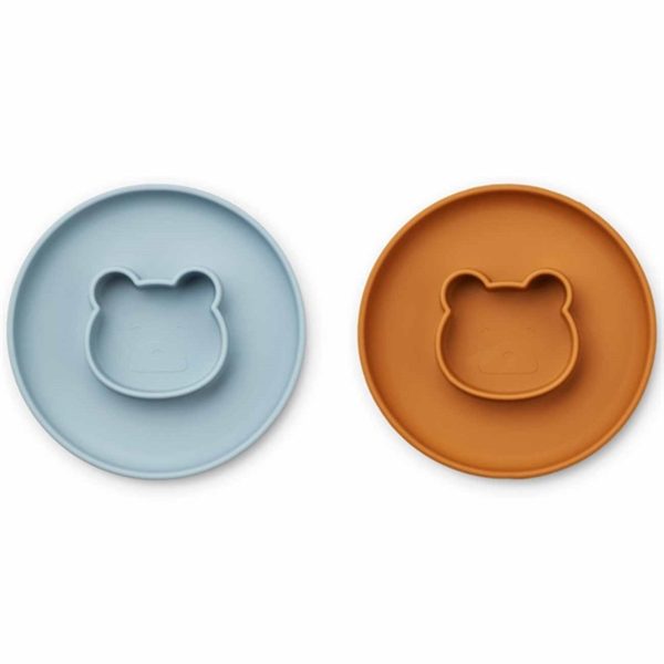 Liewood Gordon Silicone Plate 2-pack Mr Bear Sea Blue Mustard Mix Discount