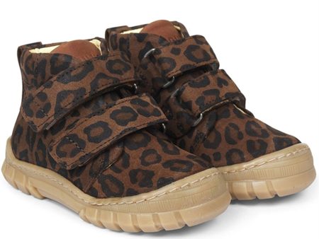 Angulus Beginner Shoes w Velcro Brown Leopard Online now