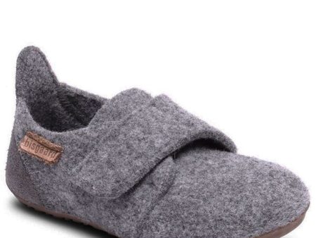 Bisgaard Indoor Shoes Wool Velcro Grey For Cheap