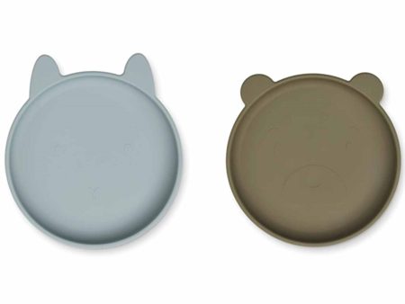 Liewood Olivia Plate 2-Pack Blue Fog Khaki Mix Cheap