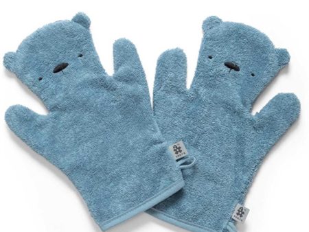 Sebra Bath Glove Bear Milo Powder Blue Supply