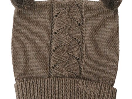 That s Mine Earth Brown Melange Chapette Pointelle Knit Hat Hot on Sale