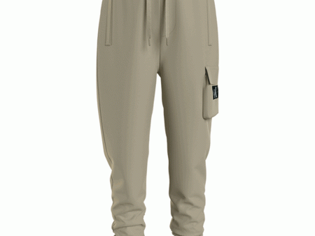 Calvin Klein Badge Cargo Sweatpants Wheat Fields on Sale