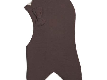 Racing Kids Round Balaclava Wool Cotton w. Bow Chocolate Brown Discount