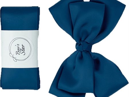 Bow s by Stær Christening Ribbon Satin w. Souble Bow Navy For Cheap