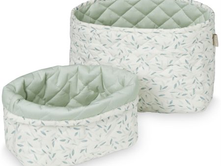 Cam Cam Copenhagen Quilted Storage Basket 2 Pack Green Leaves For Discount