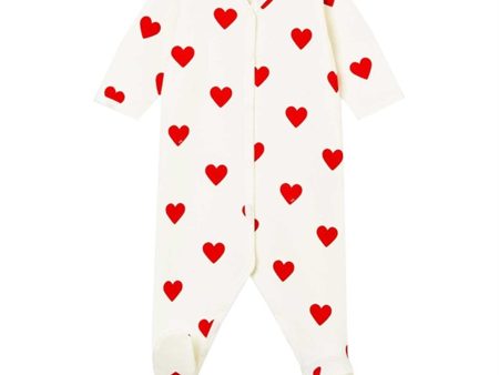 Petit Bateau Body Suit Dors Bien White Red Online now