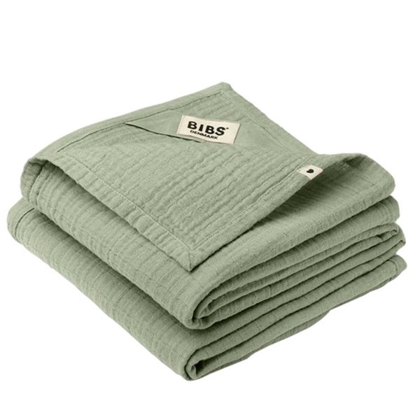 Bibs Cotton Muslin Cloth 2-pack Sage Online Hot Sale