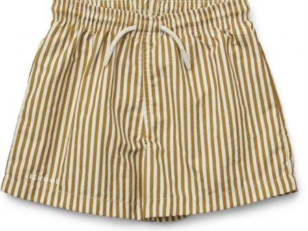 Liewood Duke Board Shorts Stripe Golden Caramel Creme De La Creme For Sale