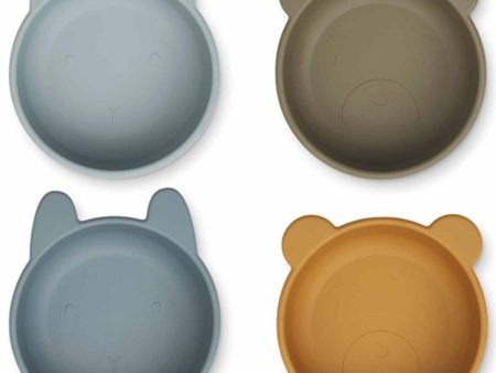 Liewood Iggy Silicone Bowl 4-Pack Golden Caramel Blue Multi Mix Hot on Sale