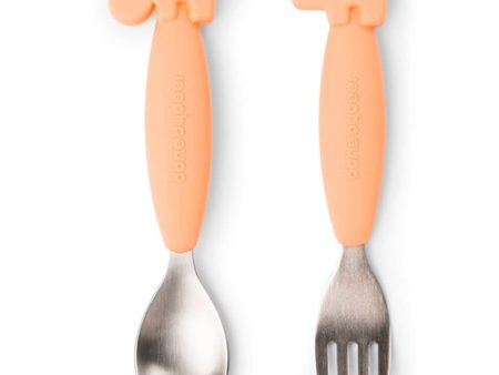 Done by Deer Easy Grip Spoon and Fork Set Coral Online