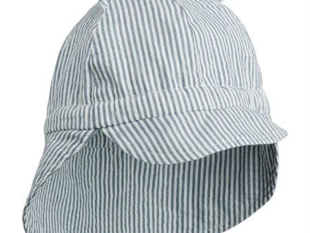 Liewood Gorm Sun Hat Stripe Blue Wave Creme de la Creme Sale