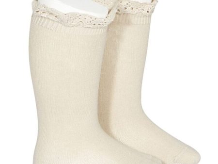 Cóndor Knee Socks w  Lace Edge Linen Hot on Sale