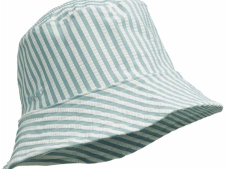 Liewood Matty Stripe Sunhat Seersucker Sea Blue White Hot on Sale