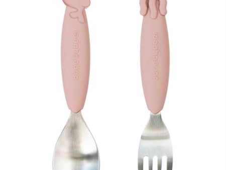 Done by Deer YummyPlus Spoon and Fork Sea Friends Light Pink For Sale