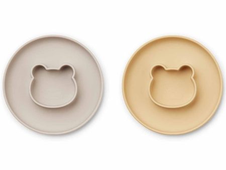 Liewood Gordon Silicone Plate 2-pack Mr Bear Wheat Yellow Sandy Mix Hot on Sale