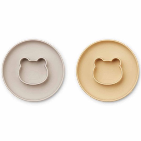 Liewood Gordon Silicone Plate 2-pack Mr Bear Wheat Yellow Sandy Mix Hot on Sale